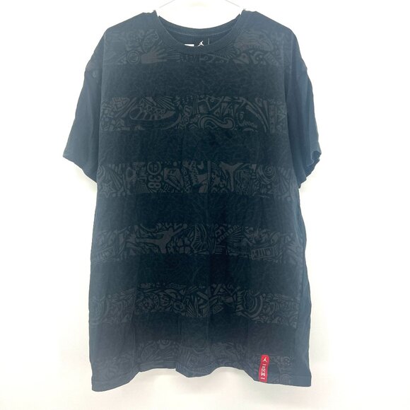 Rare Nike Air Jordan Black Graphic Print T-Shirt Men's XXL - Picture 1 of 5
